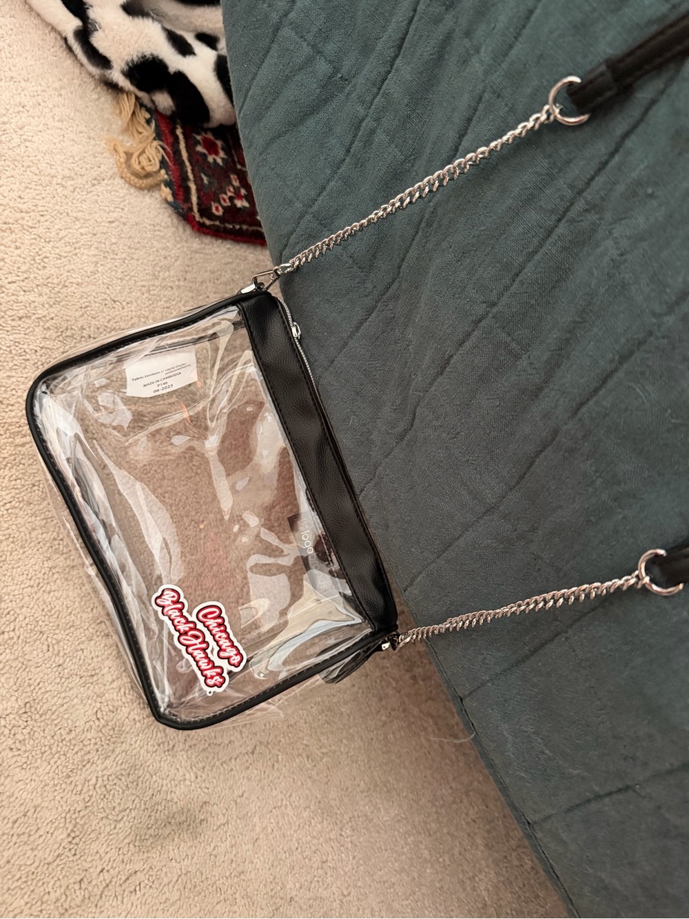Clear Crossbody Bag with Black Trim and Chain Strap